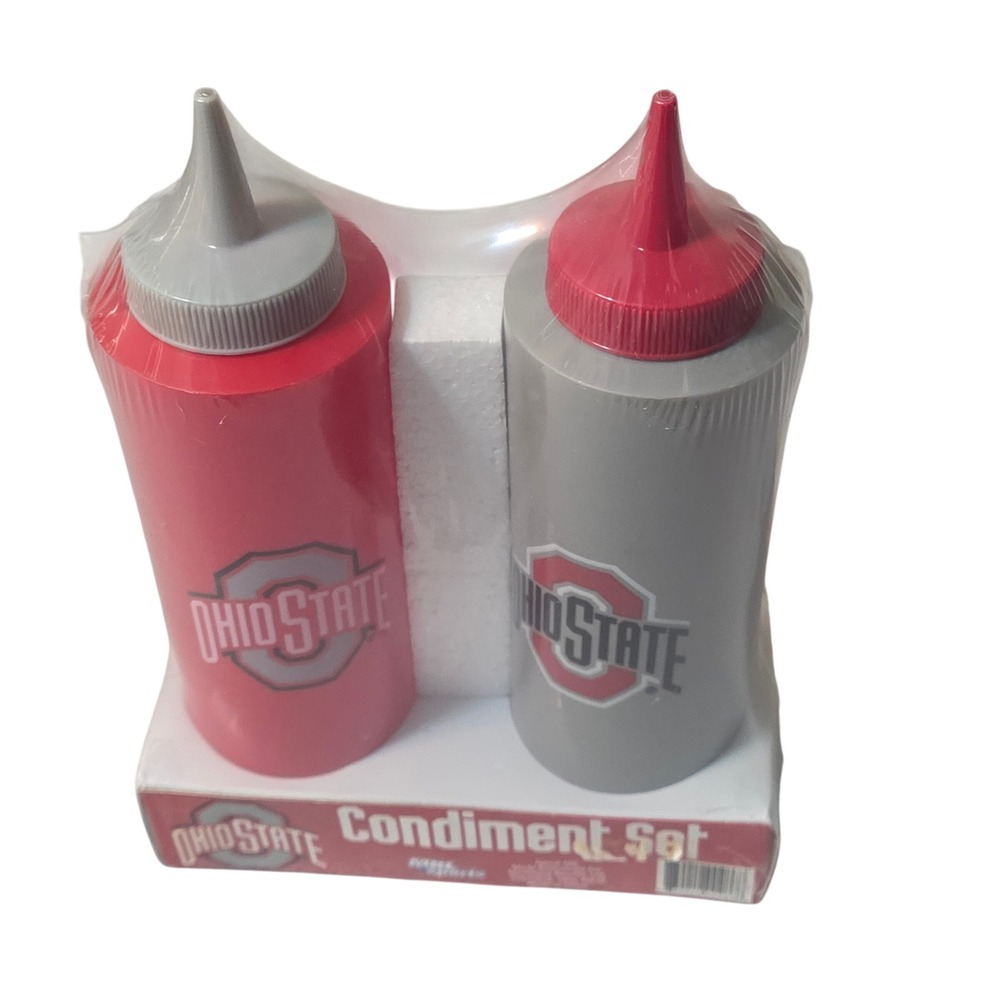 Ohio State Condiment Set Scarlett Grey Buckeyes Squeeze Bottles ketchup mustard